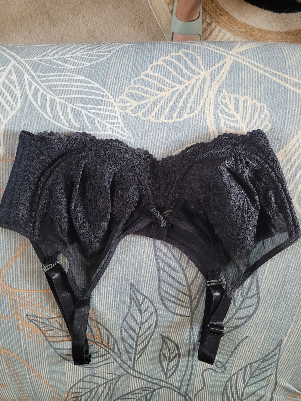 Black Lace Balconette Bra with Sheer Panels - Women Intimates